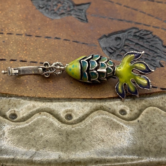 Barabara Bixby 18kt Sterling and Topaz Reticulated Enamel Fish Pendant Necklace - Picture 6 of 10